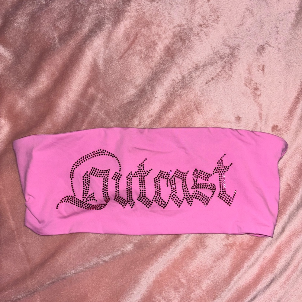 Outcast Pink bandeau top Rhinestone Design